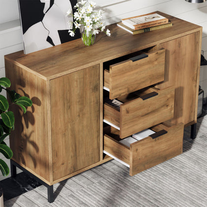 Wooden Sideboard with 2 Doors and 3 Drawers Buffet Storage Cabinet Cupboard