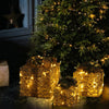 Christmas LED Gift Boxes with Ribbon Wedding Party Xmas Eve Gift Box Set 3pcs