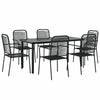 7 Piece Garden Dining Set Black Cotton Rope and Steel B1S7