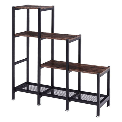 Vintage Cube 4 Tier Wood Metal Bookcase Shelving Display Storage Shelf Rack Unit