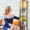 Modern Shelf Floor Standard Lamp Wooden Lounge Light 4 Tiered Shelving Storage