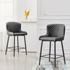 2 Pcs Breakfast Stool Bar Stools Brown Grey Faux Leather Dining Room Metal Legs