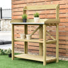 3 Tier Garden Patio Potting Table Wooden Planting Bench Workstation with Hooks