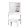 Dressing Table White Vanity Set Makeup Desk with Stool Mirror Drawer LED Lights
