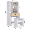 Dressing Table with Drawers, Mirror Stool Set Makeup Desk Vanity Table Bedroom