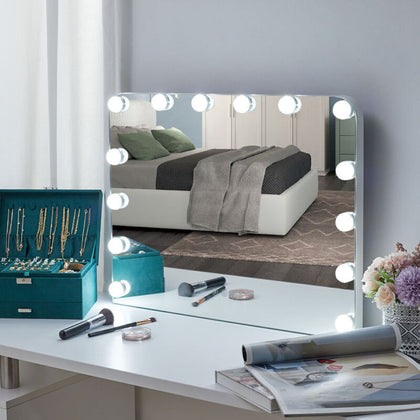 Hollywood Make Up Mirror Bedroom Dressing Table Vanity Mirror with 14 LED Bulbs