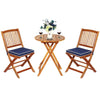 3 PCS Outdoor Folding Bistro Set Home Garden Chair and Table Set W/ Cushions
