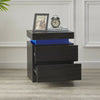 High Gloss LED Bedside Cabinet Tables Nightstand 2 Drawers Bedroom Lamp table