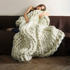 Large Soft Chunky Knit IvoryWhite Thick Blanket Handwoven Throw Sofa Bed Blanket