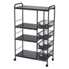 Rolling Kitchen Cart Storage Trolley Shelves & Basket Cookware Stand Holder Rack