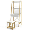 3 IN 1 Vanity Dressing Table Set Book Storage Shelf Ladder Desk Cushioned Stool