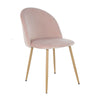 Set of 2 Velvet Fabric Dining Chairs Metal Leg Living Room Kitchen Pink Chair