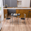 3Pcs Modern Breakfast Bar Dining Table and 2 Chairs Set Metal Frame Kitchen