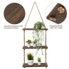 3 Tiers Wooden Hanging Rope Shelf Wall Mounted Floating Shelf Storage Rustic