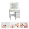 Dressing Table with LED Bulbs Mirror Makeup Desk Vanity Table Stool Set Bedroom