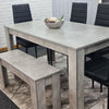 Grey Dining Table and 4 Black Chairs With 1 Bench Kitchen Dining Room Set
