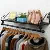 Heavy Duty Wall Mounted Clothes Rail Hanging Rack Garment Wardrobe Display Shelf