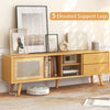 Bamboo TV Stand for TVs up to 65’’ Modern TV Cabinet Console Table w/ 2 Drawers
