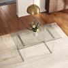 Clear Tempered Glass Side Display Table With Chrome Legs Rectangle Kitchen Desks