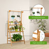 3-Tier Folding Bamboo Hanging Plant Stand Adjustable Flower Pot Display Shelf