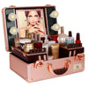 Lockable Makeup Case LED Lighted Table Desk Vanity Mirror 2-Tier Tray Carrying