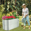 Outdoor Metal Raised Garden Bed Oval Elevated Flower Herbs Planter Growing Box
