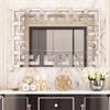 High-End Silver Wall Mirror Large Rectangle Vanity Mirror Side Hollow-out Deco