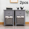 2PC Modern Bedside Tables Night Stand Cabinet Storage Drawer Wicker Basket Stand