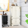 Antique Low Floor Cabinet Freestanding Storage w/Double Door Adjustable Shelf