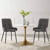 Set of 2 Faux Leather Dining Chairs home & restaurants Grey Metal Legs Modern