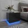 LED Bedside Table Chest of Drawer with 2 Drawers High Gloss with USB Light Black