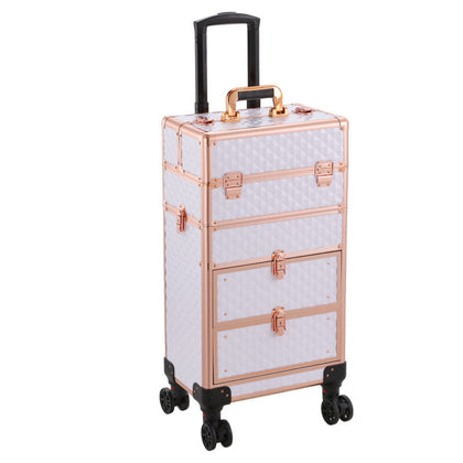 Luxury Travel Trolley Case Makeup Cosmetic Vanity Beauty Salon Nail Storage Box