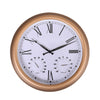 38cm Garden Wall Clock Thermometer Weatherproof Gold Home Indoor Outdoor Decor