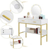 Vanity Table Dressing Table with 8 LED Bulbs 2 Drawers Modern Makeup Table