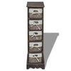 Wooden Rack Storage 5 Wicker Baskets Drawers Drawer Cabinet Bathroom Unit Brown