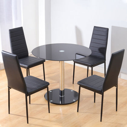 90cm Tempered Round Table Clear Glass Chrome Base Leg Dinner Kitchen Furniture
