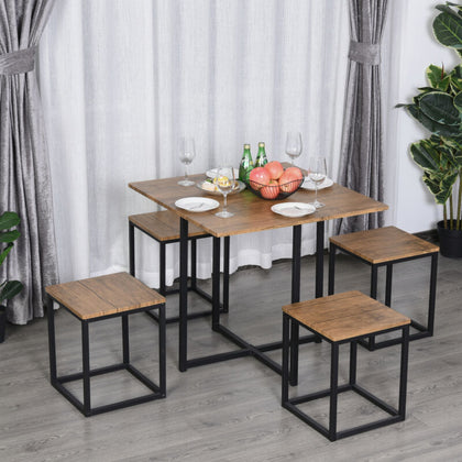 Compact 5pc Kitchen Dining Set Wood Bar Table Chair Home Furniture