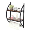 2 Tier Bathroom Floating Shelves Wood Wall Mounted Shelf Display Rack Storage