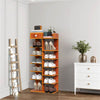 7 Tier Double Row Wooden Shoe Rack Storage Organisers Cabinet Footwear Organizer