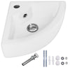 Bathroom Corner Ceramic Vessel Sink Counter Porcelain Bowl Basin W/ Faucet Hole