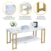 2-Tier Coffee Table Faux Marble Accent Rectangular Cocktail Table Tea Table