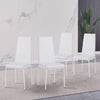 4pcs White Faux Leather Dining Chairs & White Marble MDF Top Dining Table Set