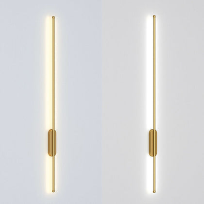 Gold Metal Long Strip LED Lights Linear Wall Mounted Sconce Lamp Bedroom Hallway