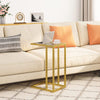 C Shaped Side Table Tempered Glass Gold Side Table End Table EGD03SF01G1