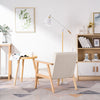 Modern Wooden Single Seater Sofa Living Room Accent Chair Beige Fabric Armchair