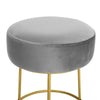 Grey Velvet Fabric Stool Dressing Table Seat Vanity Footstool Round Dining Chair