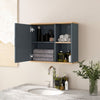 Wall-Mounted Bathroom Mirror Cabinet Door Medicine Cabinet Adjustable Shelf