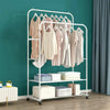 Large Rolling Clothes Rail Hanger Shelf Garment Laundry Room Balcony Drying Rack