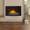 Remote Control Electric Fireplace Wall Mounted LED Flame Fire Heater with Pebble