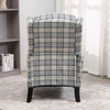 ONPNO Tartan Reclining Chairs Wing Back Armchair For Living Room Grey